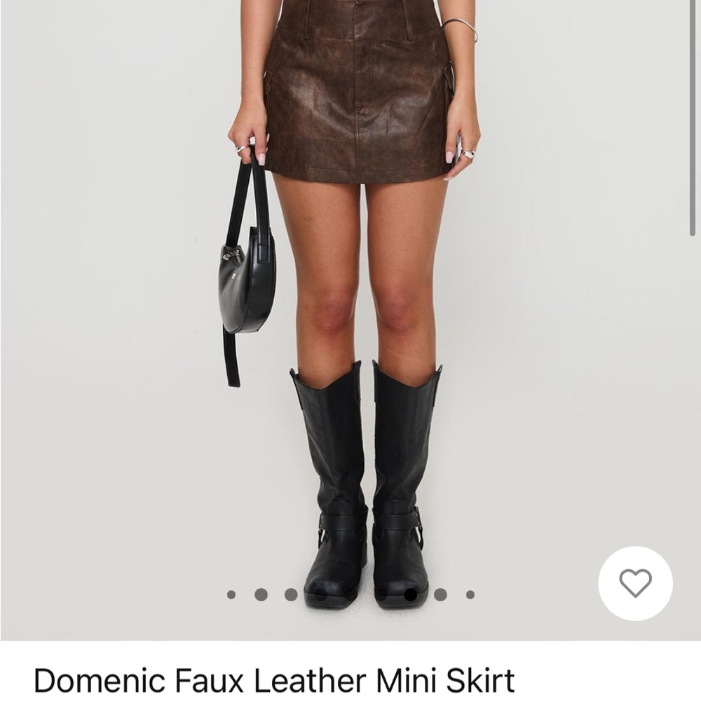 2 Brown Faux Leather Mini Skirt